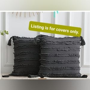 NEW pair of dark grey pillow covers (cover 2 18 x 18 pillows)